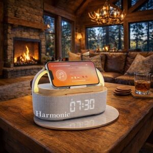 HARMONIC Gray Wireless Bluetooth Charger with LED Display
